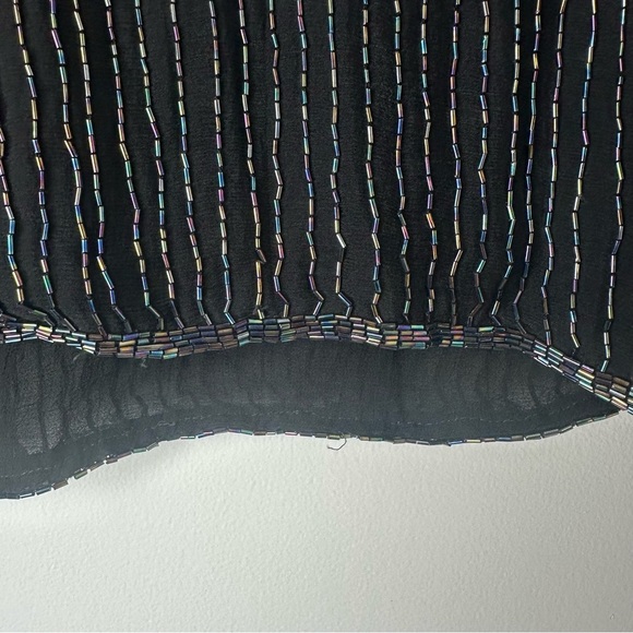 Sparkle Toronto Vintage Top Size Medium Black Beaded Silk Retro Party Night Out - Picture 5 of 8